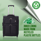 Aerolite (55x40x20cm) Lightweight Cabin Hand Luggage 2 Wheels, Maximum Possible Allowance For Ryanair - Packed Direct UK