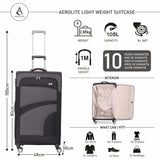 Aerolite Lightweight 55cm 4 Wheel Travel Carry On Hand Cabin Luggage Suitcase Navy Blue Plum Approved for easyJet British Airways Ryanair and More - Packed Direct UK