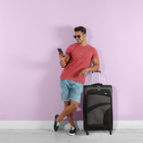 Aerolite Lightweight 55cm 4 Wheel Travel Carry On Hand Cabin Luggage Suitcase Navy Blue Plum Approved for easyJet British Airways Ryanair and More - Packed Direct UK