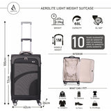 Aerolite Lightweight 55cm 4 Wheel Travel Carry On Hand Cabin Luggage Suitcase Navy Blue Plum Approved for easyJet British Airways Ryanair and More - Packed Direct UK