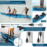 Aqua Spirit Barracuda 15’ 2 Person Tamden Inflatable Stand up Paddle Board SUP Kayak Package, 240KG Limit, 2x Seat, 2x Paddle & Kayak Blade, Pump, Go Pro Mount, Bag, Change Mat - Packed Direct UK