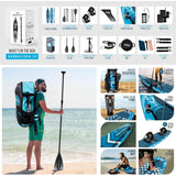 Aqua Spirit Barracuda 15’ 2 Person Tamden Inflatable Stand up Paddle Board SUP Kayak Package, 240KG Limit, 2x Seat, 2x Paddle & Kayak Blade, Pump, Go Pro Mount, Bag, Change Mat - Packed Direct UK