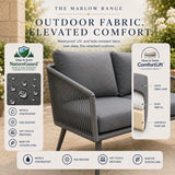 Olsen & Smith Marlow Garden Sofa Set – 4 Seat Outdoor Rattan Furniture Set with 3 Seater Sofa, Armchair & Coffee Table, Waterproof Cushions, Rust-Resistant Frame (Slate/Grey)