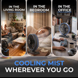 Olsen & Smith 10" Cordless Misting Fan with 9L Water Tank – Portable Rechargeable Cooling Fan with Oscillation, Remote Control & USB Charging for Indoor Outdoor Home, Office & Camping