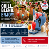 Olsen & Smith Slushie Machine & Frozen Drink Maker – 3-in-1 Slushy, Soft Serve Ice Cream & Drinks Chiller Machine for Cocktails, Milkshakes, Frappes & Iced Coffee (Blue)