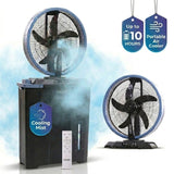 Olsen & Smith 10" Cordless Misting Fan with 9L Water Tank – Portable Rechargeable Cooling Fan with Oscillation, Remote Control & USB Charging for Indoor Outdoor Home, Office & Camping