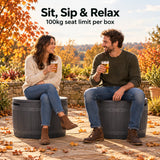 Olsen & Smith 127L Barrel Garden Storage Box & Seat – Round Patio Side Table, Outdoor Cushion & Pool Toy Storage, Lockable Lift-Off Lid, 100kg Sit-On, 100% Recycled Plastic, Tool-Free Assembly, Anthracite