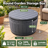 Olsen & Smith 127L Barrel Garden Storage Box & Seat – Round Patio Side Table, Outdoor Cushion & Pool Toy Storage, Lockable Lift-Off Lid, 100kg Sit-On, 100% Recycled Plastic, Tool-Free Assembly, Anthracite