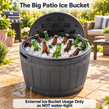 Olsen & Smith 127L Barrel Garden Storage Box & Seat – Round Patio Side Table, Outdoor Cushion & Pool Toy Storage, Lockable Lift-Off Lid, 100kg Sit-On, 100% Recycled Plastic, Tool-Free Assembly, Anthracite