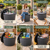 Olsen & Smith 127L Barrel Garden Storage Box & Seat – Round Patio Side Table, Outdoor Cushion & Pool Toy Storage, Lockable Lift-Off Lid, 100kg Sit-On, 100% Recycled Plastic, Tool-Free Assembly, Anthracite