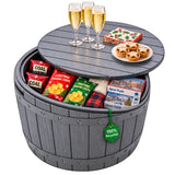 Olsen & Smith 127L Barrel Garden Storage Box & Seat – Round Patio Side Table, Outdoor Cushion & Pool Toy Storage, Lockable Lift-Off Lid, 100kg Sit-On, 100% Recycled Plastic, Tool-Free Assembly, Anthracite