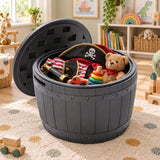 Olsen & Smith 127L Barrel Garden Storage Box & Seat – Round Patio Side Table, Outdoor Cushion & Pool Toy Storage, Lockable Lift-Off Lid, 100kg Sit-On, 100% Recycled Plastic, Tool-Free Assembly, Anthracite