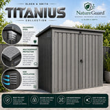 Olsen & Smith 1490L Metal Wheelie Bin Storage Shed for 2 x 240L Bins – 3x5ft Galvanised Steel Bin Store with Gas-Assisted Lid, Double Doors, Lock & Keys, Weatherproof Garden Storage (Silver)