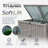 Olsen & Smith 1490L Metal Wheelie Bin Storage Shed for 2 x 240L Bins – 3x5ft Galvanised Steel Bin Store with Gas-Assisted Lid, Double Doors, Lock & Keys, Weatherproof Garden Storage (Silver)