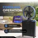 Olsen & Smith 16" Cordless Misting Fan with HUGE 22L Water Tank, Rechargeable Portable Patio Cooling Fan with Oscillation, Wheels, Remote, Indoor & Outdoor, Garden, Camping, BBQ
