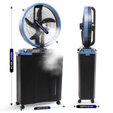 Olsen & Smith 16" Cordless Misting Fan with HUGE 22L Water Tank, Rechargeable Portable Patio Cooling Fan with Oscillation, Wheels, Remote, Indoor & Outdoor, Garden, Camping, BBQ
