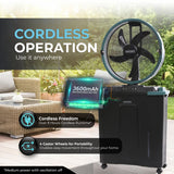 Olsen & Smith 16 Inch Cordless Spray Fan with 22L Water Tank – Portable Rechargeable Cooling Fan with Oscillation, Remote Control & Wheels for Indoor Outdoor Home, Garden & Camping
