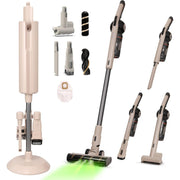 Olsen & Smith 18000Pa Cordless Self-Emptying Stick Vacuum Cleaner – Lightweight 250W Upright Handheld with Base Station, Dust Finder Light & Accessories - Cream
