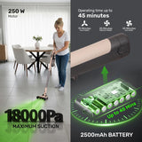 Olsen & Smith 18000Pa Cordless Self-Emptying Stick Vacuum Cleaner – Lightweight 250W Upright Handheld with Base Station, Dust Finder Light & Accessories - Cream