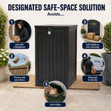 Olsen & Smith 190L Tall Slim Storage Box & Parcel Drop Box – 100% Recycled Waterproof Outdoor Storage Chest with Combination Lock, Anthracite Wood Effect, Shoe, Toy & Blanket Storage, Indoor & Outdoor