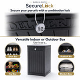 Olsen & Smith 190L Tall Slim Storage Box & Parcel Drop Box – 100% Recycled Waterproof Outdoor Storage Chest with Combination Lock, Anthracite Wood Effect, Shoe, Toy & Blanket Storage, Indoor & Outdoor