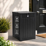 Olsen & Smith 190L Tall Slim Storage Box & Parcel Drop Box – 100% Recycled Waterproof Outdoor Storage Chest with Combination Lock, Anthracite Wood Effect, Shoe, Toy & Blanket Storage, Indoor & Outdoor