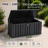 Olsen & Smith 490L Folding Garden Storage Box – Weatherproof Outdoor Storage Chest with Gas-Assisted Lid, Lockable with Padlock, Wheels & Handles, Quick 5-Minute Setup, Space-Saving Foldable Design