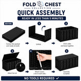 Olsen & Smith 490L Folding Garden Storage Box – Weatherproof Outdoor Storage Chest with Gas-Assisted Lid, Lockable with Padlock, Wheels & Handles, Quick 5-Minute Setup, Space-Saving Foldable Design