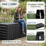 Olsen & Smith 490L Folding Garden Storage Box – Weatherproof Outdoor Storage Chest with Gas-Assisted Lid, Lockable with Padlock, Wheels & Handles, Quick 5-Minute Setup, Space-Saving Foldable Design