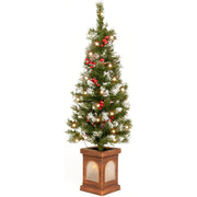 Olsen & Smith 4ft Christmas Tree - Pine Xmas Tree for Home Decor - Artificial Indoor Pre Lit Christmas Tree 4ft with 110 Branch Tips, 86 Warm LED Lights & Ornaments - Traditional Christmas Décor