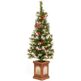 Olsen & Smith 4ft Christmas Tree - Pine Xmas Tree for Home Decor - Artificial Indoor Pre Lit Christmas Tree 4ft with 110 Branch Tips, 86 Warm LED Lights & Ornaments - Traditional Christmas Décor - Packed Direct UK