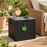 Olsen & Smith 52L Sit-On Garden Storage Box & Side Table – Small Outdoor Storage Cube, 100% Recycled Weatherproof Plastic, Lockable, 100kg Seat, Removable Lid, Tool-Free Assembly, Balcony Patio & Deck, Anthracite