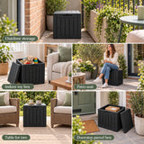 Olsen & Smith 52L Sit-On Garden Storage Box & Side Table – Small Outdoor Storage Cube, 100% Recycled Weatherproof Plastic, Lockable, 100kg Seat, Removable Lid, Tool-Free Assembly, Balcony Patio & Deck, Anthracite