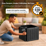 Olsen & Smith 52L Sit-On Garden Storage Box & Side Table – Small Outdoor Storage Cube, 100% Recycled Weatherproof Plastic, Lockable, 100kg Seat, Removable Lid, Tool-Free Assembly, Balcony Patio & Deck, Anthracite