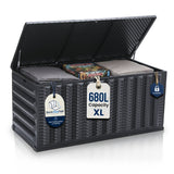 Olsen & Smith 680L Folding Garden Storage Box – Weatherproof Outdoor Storage Chest with Gas-Assisted Lid, Lockable with Padlock, Wheels & Handles, Quick 5-Minute Setup, Space-Saving Foldable Design