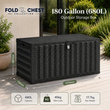 Olsen & Smith 680L Folding Garden Storage Box – Weatherproof Outdoor Storage Chest with Gas-Assisted Lid, Lockable with Padlock, Wheels & Handles, Quick 5-Minute Setup, Space-Saving Foldable Design
