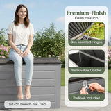 Olsen & Smith 680L Extra Large Waterproof Garden Storage Box, Outdoor Cushion & Furniture Storage, Heavy Duty Weatherproof Plastic Chest, Sit-On Lid, Anthracite Grey