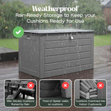 Olsen & Smith 680L Extra Large Waterproof Garden Storage Box, Outdoor Cushion & Furniture Storage, Heavy Duty Weatherproof Plastic Chest, Sit-On Lid, Anthracite Grey