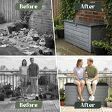 Olsen & Smith 680L Extra Large Waterproof Garden Storage Box, Outdoor Cushion & Furniture Storage, Heavy Duty Weatherproof Plastic Chest, Sit-On Lid, Anthracite Grey