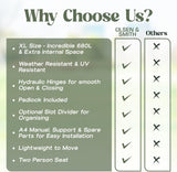 Olsen & Smith 680L Extra Large Waterproof Garden Storage Box, Outdoor Cushion & Furniture Storage, Heavy Duty Weatherproof Plastic Chest, Sit-On Lid, Anthracite Grey