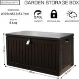 Olsen & Smith 680L/830L MASSIVE Capacity Outdoor Garden Storage Box Plastic Shed - Weatherproof & Sit On with Wood Effect Chest - Packed Direct UK
