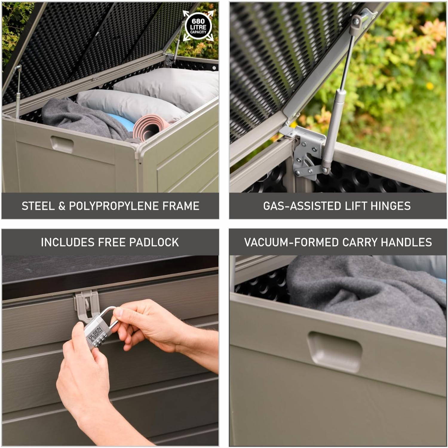 Olsen Smith 680L 830L MASSIVE Capacity Outdoor Garden Storage Box Pl Packed Direct UK