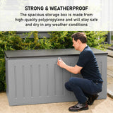 Olsen & Smith 680L/830L MASSIVE Capacity Outdoor Garden Storage Box Plastic Shed - Weatherproof & Sit On with Wood Effect Chest - Packed Direct UK