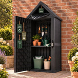 Olsen & Smith 750L Plastic Garden Shed – 163cm Tall Maintenance-Free Outdoor Tool Store, 100% Recycled Polypropylene, Weatherproof NatureGuard, Combination Padlock, Shelf & 6 Hooks, Lift-Up Apex Roof, Anthracite