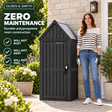 Olsen & Smith 750L Plastic Garden Shed – 163cm Tall Maintenance-Free Outdoor Tool Store, 100% Recycled Polypropylene, Weatherproof NatureGuard, Combination Padlock, Shelf & 6 Hooks, Lift-Up Apex Roof, Anthracite