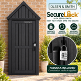 Olsen & Smith 750L Plastic Garden Shed – 163cm Tall Maintenance-Free Outdoor Tool Store, 100% Recycled Polypropylene, Weatherproof NatureGuard, Combination Padlock, Shelf & 6 Hooks, Lift-Up Apex Roof, Anthracite