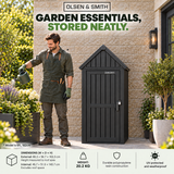 Olsen & Smith 750L Plastic Garden Shed – 163cm Tall Maintenance-Free Outdoor Tool Store, 100% Recycled Polypropylene, Weatherproof NatureGuard, Combination Padlock, Shelf & 6 Hooks, Lift-Up Apex Roof, Anthracite