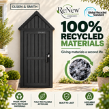 Olsen & Smith 750L Plastic Garden Shed – 163cm Tall Maintenance-Free Outdoor Tool Store, 100% Recycled Polypropylene, Weatherproof NatureGuard, Combination Padlock, Shelf & 6 Hooks, Lift-Up Apex Roof, Anthracite
