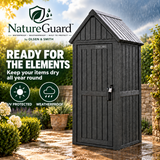 Olsen & Smith 750L Plastic Garden Shed – 163cm Tall Maintenance-Free Outdoor Tool Store, 100% Recycled Polypropylene, Weatherproof NatureGuard, Combination Padlock, Shelf & 6 Hooks, Lift-Up Apex Roof, Anthracite