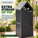 Olsen & Smith 750L Plastic Garden Shed – 163cm Tall Maintenance-Free Outdoor Tool Store, 100% Recycled Polypropylene, Weatherproof NatureGuard, Combination Padlock, Shelf & 6 Hooks, Lift-Up Apex Roof, Anthracite